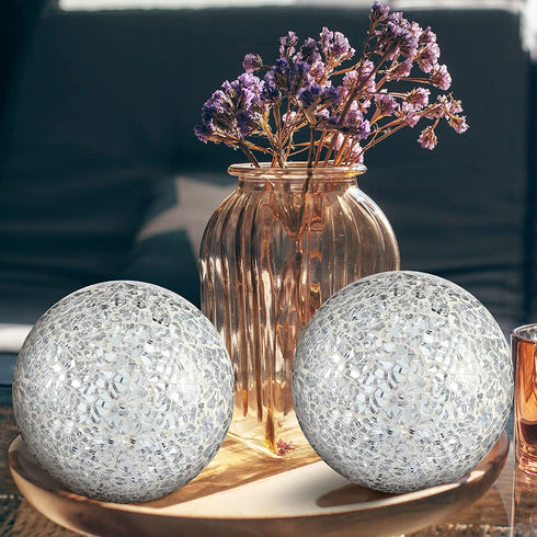 Adore the Decor™ Decorative Mosaic Glass Silver Sphere Orb Ball